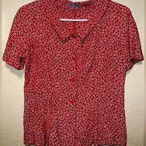 Red Button-up Blouse
